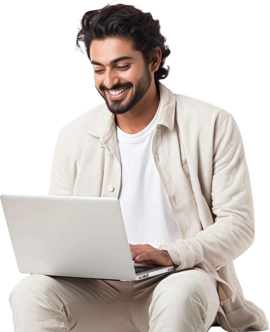 Client working with a laptop