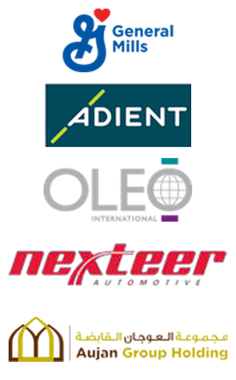 General Mills, Adient, Oleo International, Nexteer Automotive, Aujan Group Holding