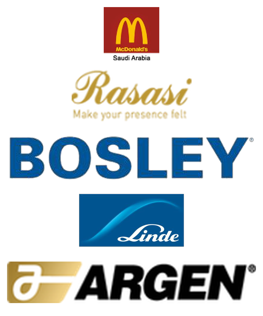 McDonald’s Saudi Arabia, Rasasi, Bosley, Linde, Argen